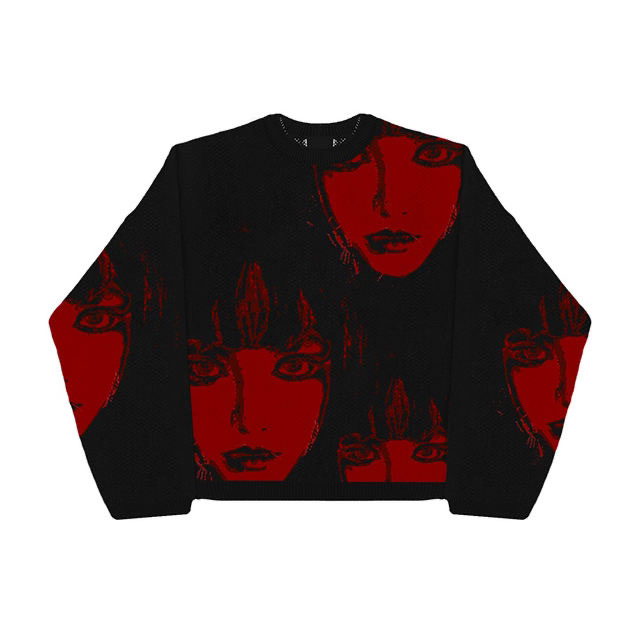 Round Neck Anime Loose Sweater